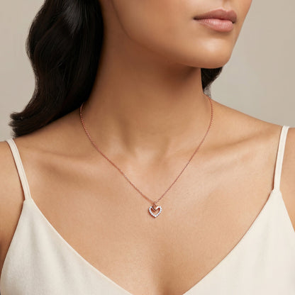 Rose Gold Twinkling Heart Lab Grown Diamond Pendant