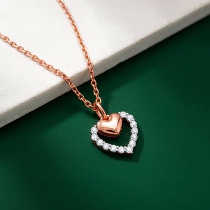 Rose Gold Twinkling Heart Lab Grown Diamond Pendant