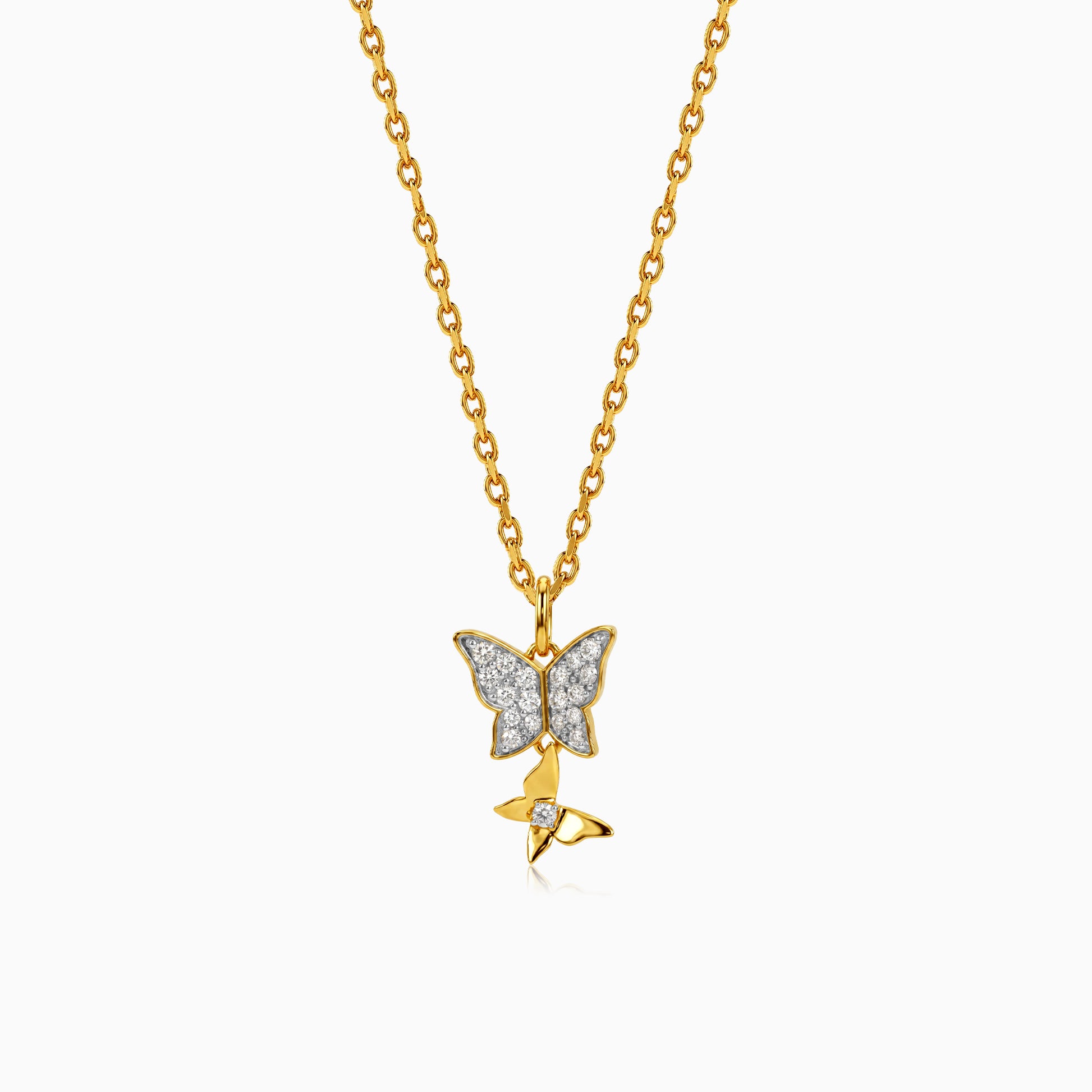 Gold Sparkling Butterfly Lab Grown Diamond Pendant