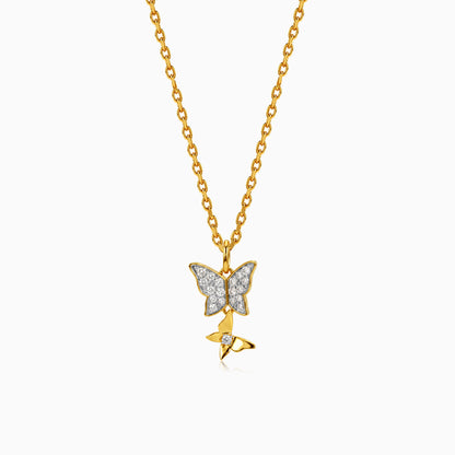 Gold Sparkling Butterfly Lab Grown Diamond Pendant