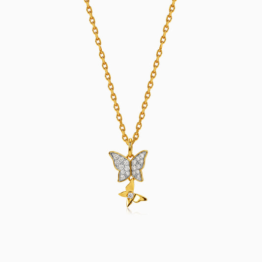 Gold Sparkling Butterfly Lab Grown Diamond Pendant