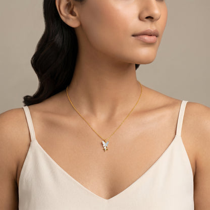 Gold Sparkling Butterfly Lab Grown Diamond Pendant