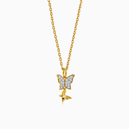 Gold Sparkling Butterfly Lab Grown Diamond Pendant