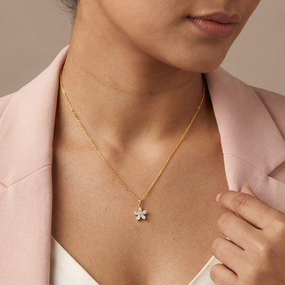 Gold Fleur Charmante Lab Grown Diamond Pendant