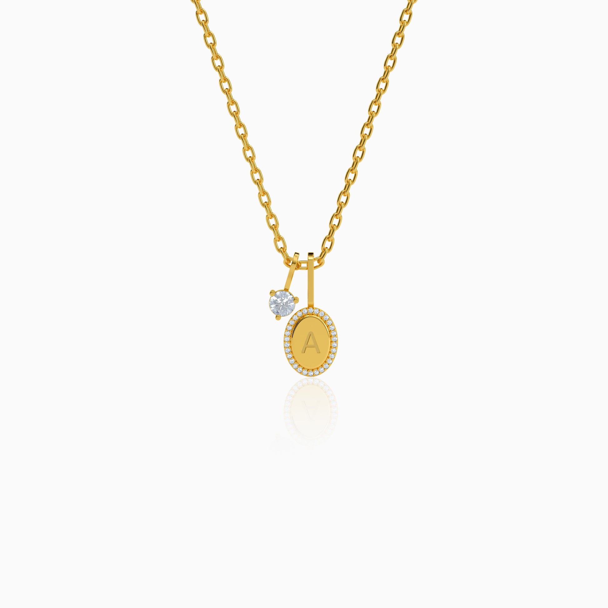 Personalised Gold Forever You Lab Grown Diamond Initial Pendant (9K)