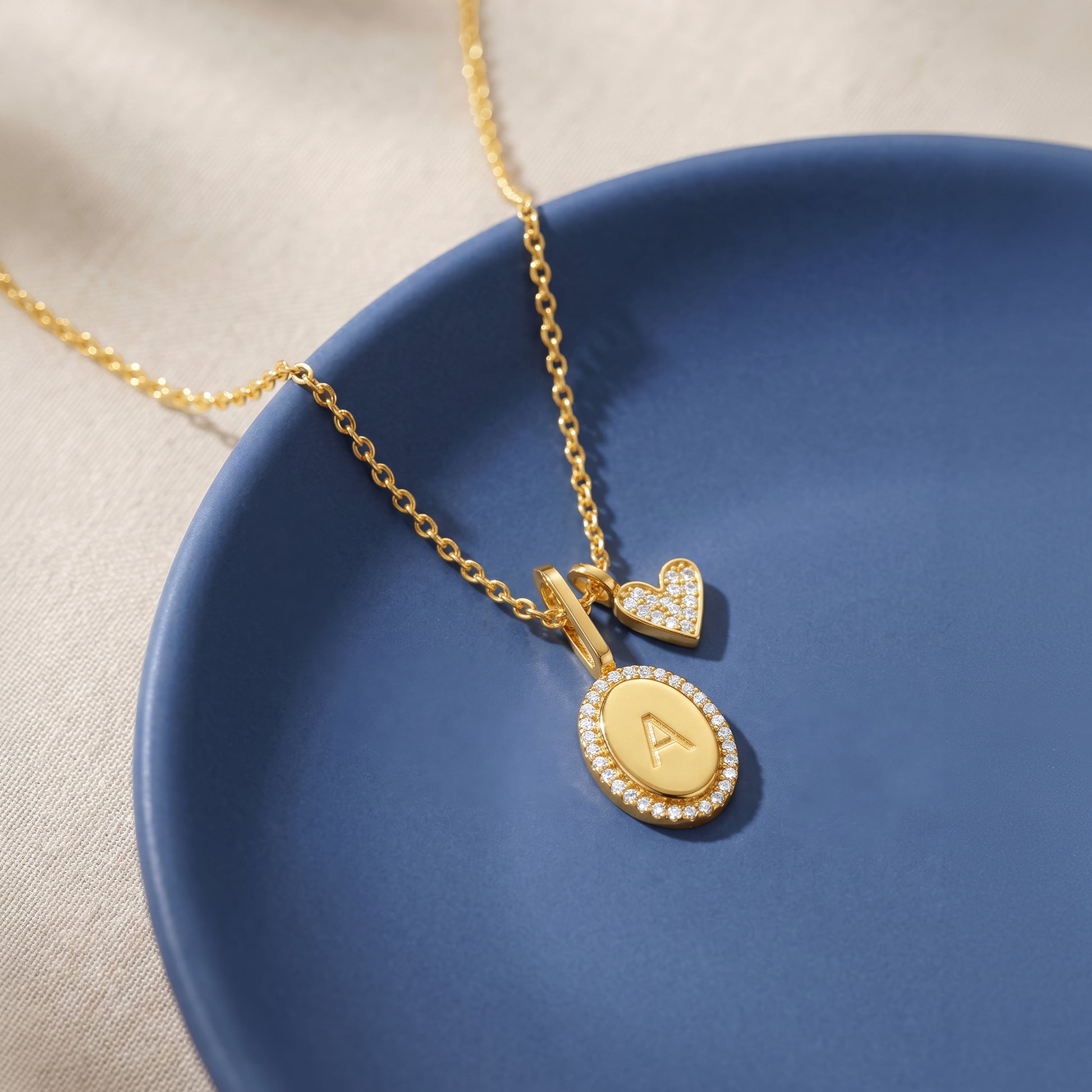 Personalised Gold Forever Lab Grown Diamond Initial Pendant (9K)