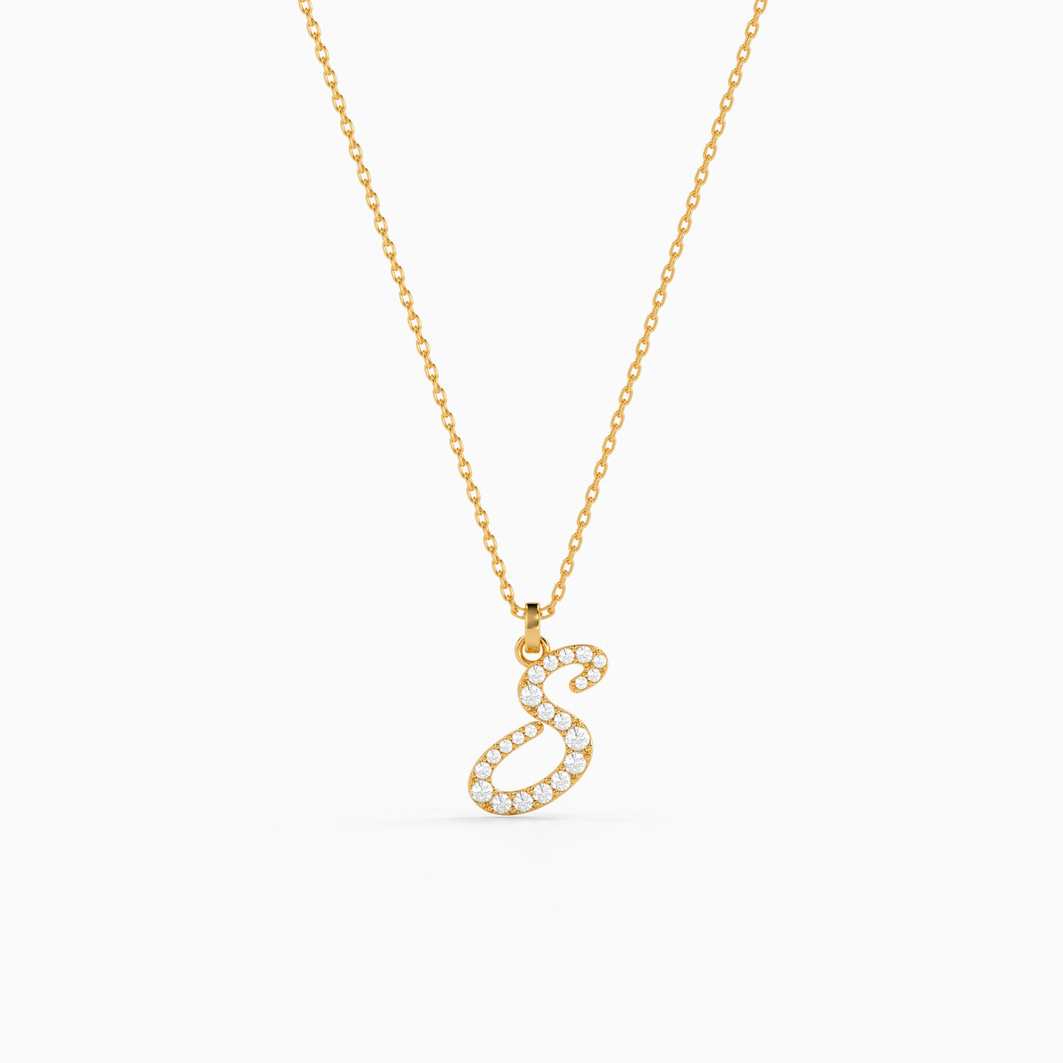 Personalised Gold Pretty Lab Grown Diamond Initial Pendant