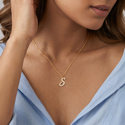 Personalised Gold Pretty Lab Grown Diamond Initial Pendant