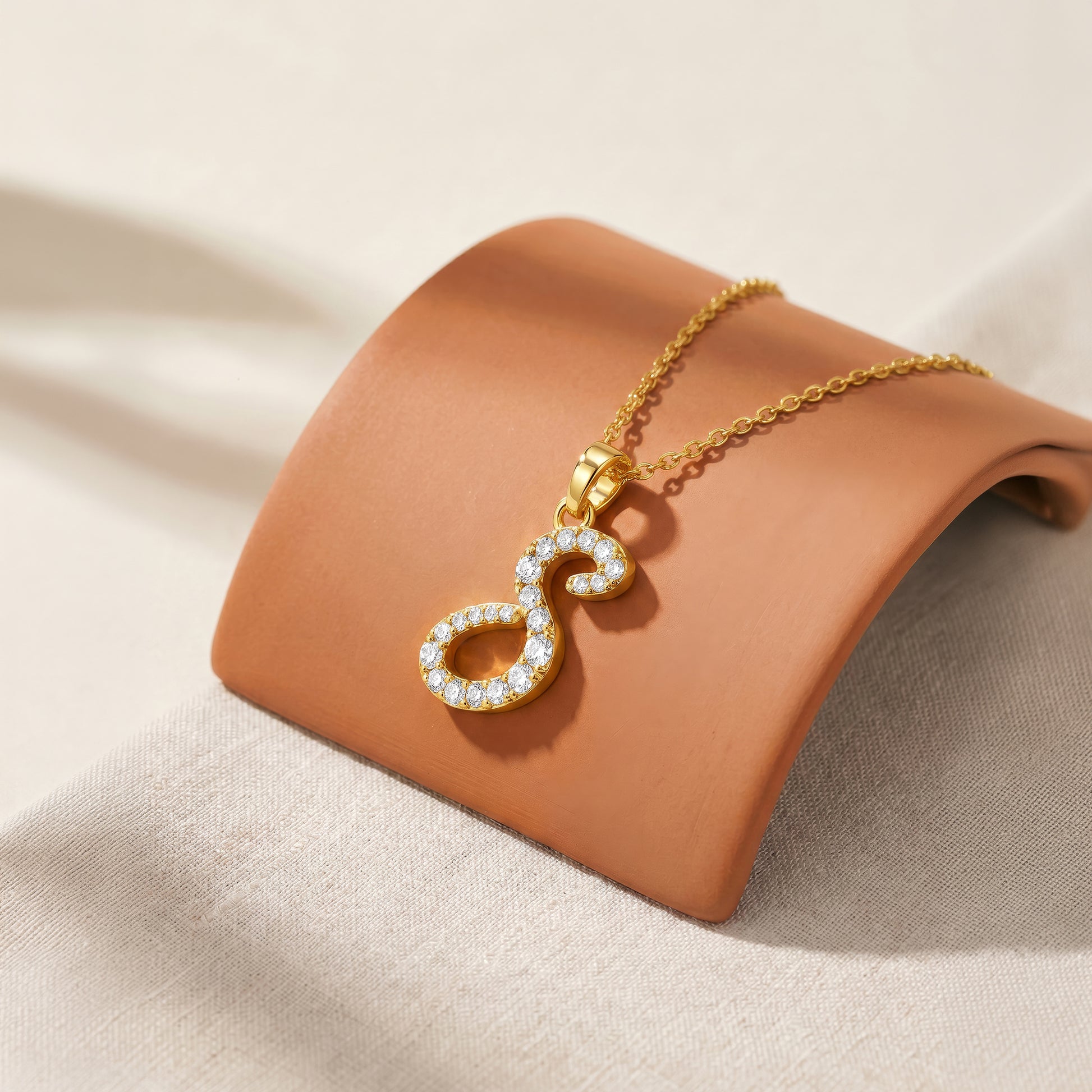 Personalised Gold Pretty Lab Grown Diamond Initial Pendant