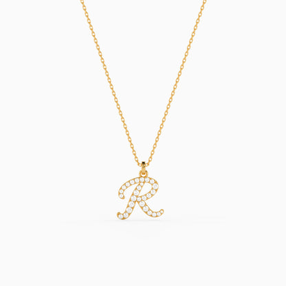 Personalised Gold Classic Lab Grown Diamond Initial Pendant