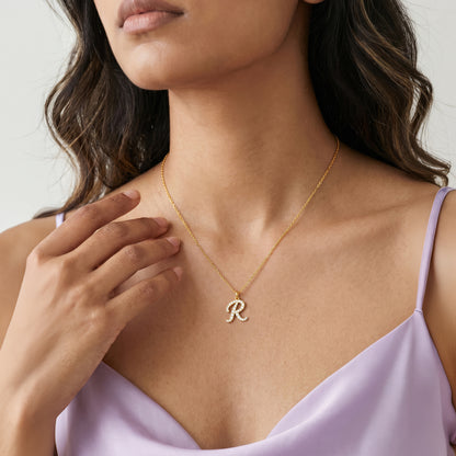 Personalised Gold Classic Lab Grown Diamond Initial Pendant
