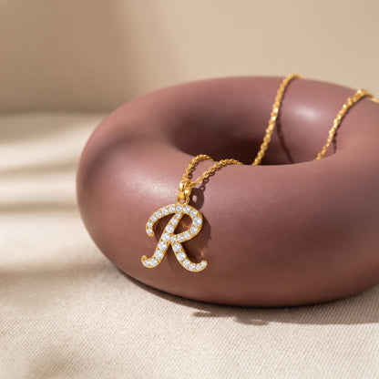 Personalised Gold Classic Lab Grown Diamond Initial Pendant