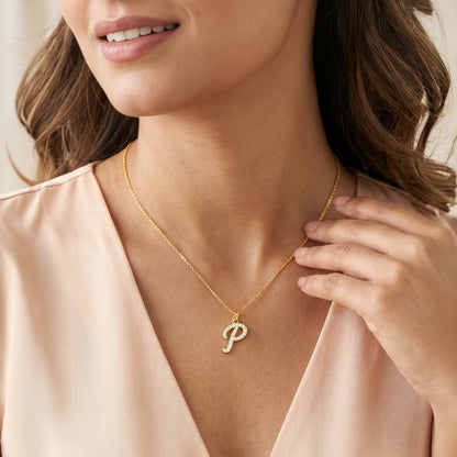Personalised Gold Stylish Lab Grown Diamond Initial Pendant