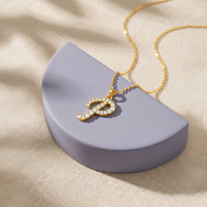 Personalised Gold Stylish Lab Grown Diamond Initial Pendant