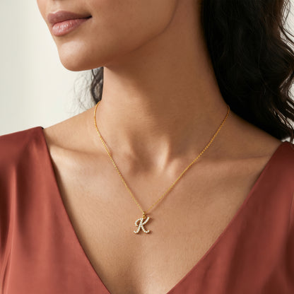 Personalised Gold Shine Lab Grown Diamond Initial Pendant