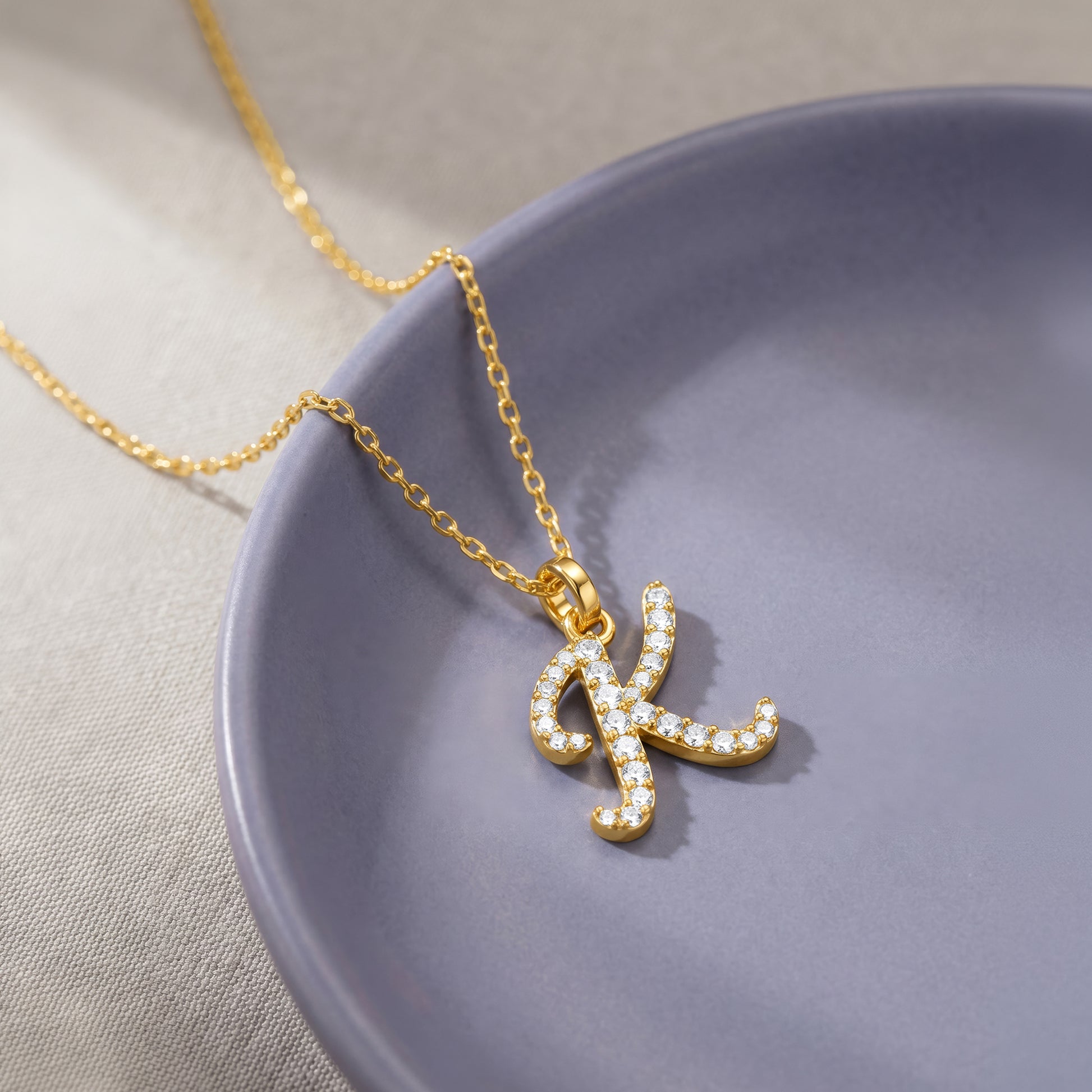 Personalised Gold Shine Lab Grown Diamond Initial Pendant