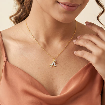 Personalised Gold Sparkle Lab Grown Diamond Initial Pendant