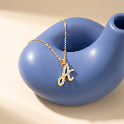 Personalised Gold Sparkle Lab Grown Diamond Initial Pendant