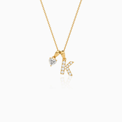 Personalised Gold Heart You Lab Grown Diamond Initial Pendant (9K)