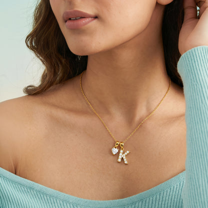 Personalised Gold Heart You Lab Grown Diamond Initial Pendant (9K)