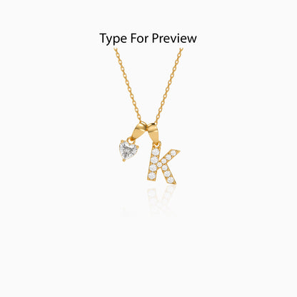 Personalised Gold Heart You Lab Grown Diamond Initial Pendant (9K)