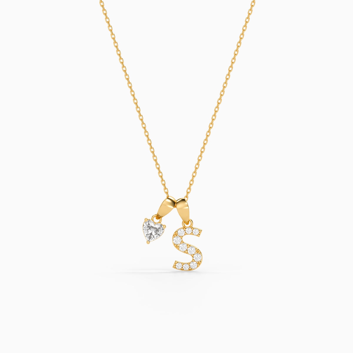Personalised Gold Lovely Lab Grown Diamond Initial Pendant (9k)