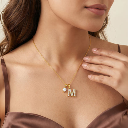 Personalised Gold Love You Lab Grown Diamond Initial Pendant (9K)