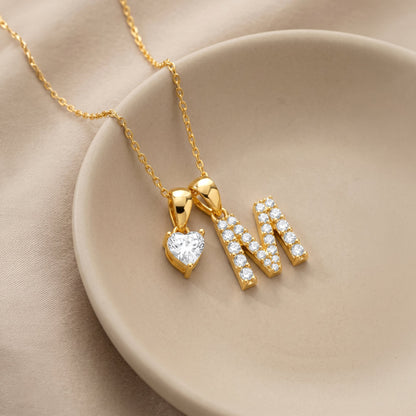 Personalised Gold Love You Lab Grown Diamond Initial Pendant (9K)