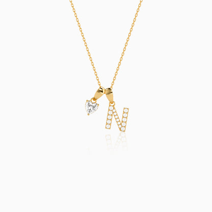 Personalised Gold Heartie Lab Grown Diamond Initial Pendant (9K)