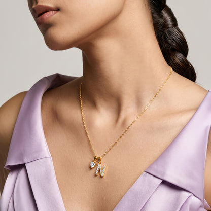 Personalised Gold Heartie Lab Grown Diamond Initial Pendant (9K)