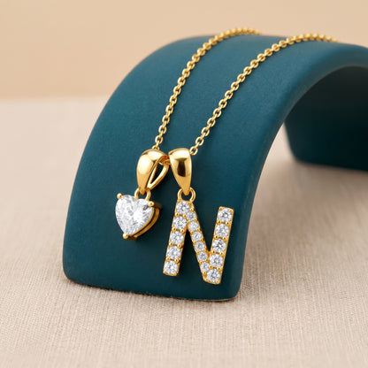 Personalised Gold Heartie Lab Grown Diamond Initial Pendant (9K)