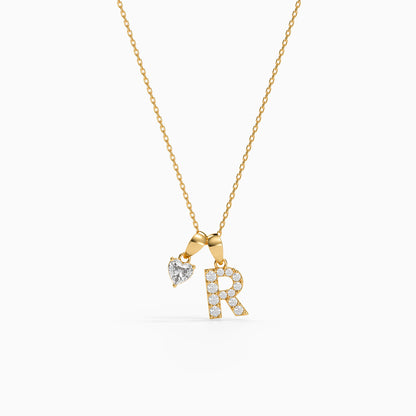 Personalised Gold Heart Lab Grown Diamond Initial Pendant (9k)