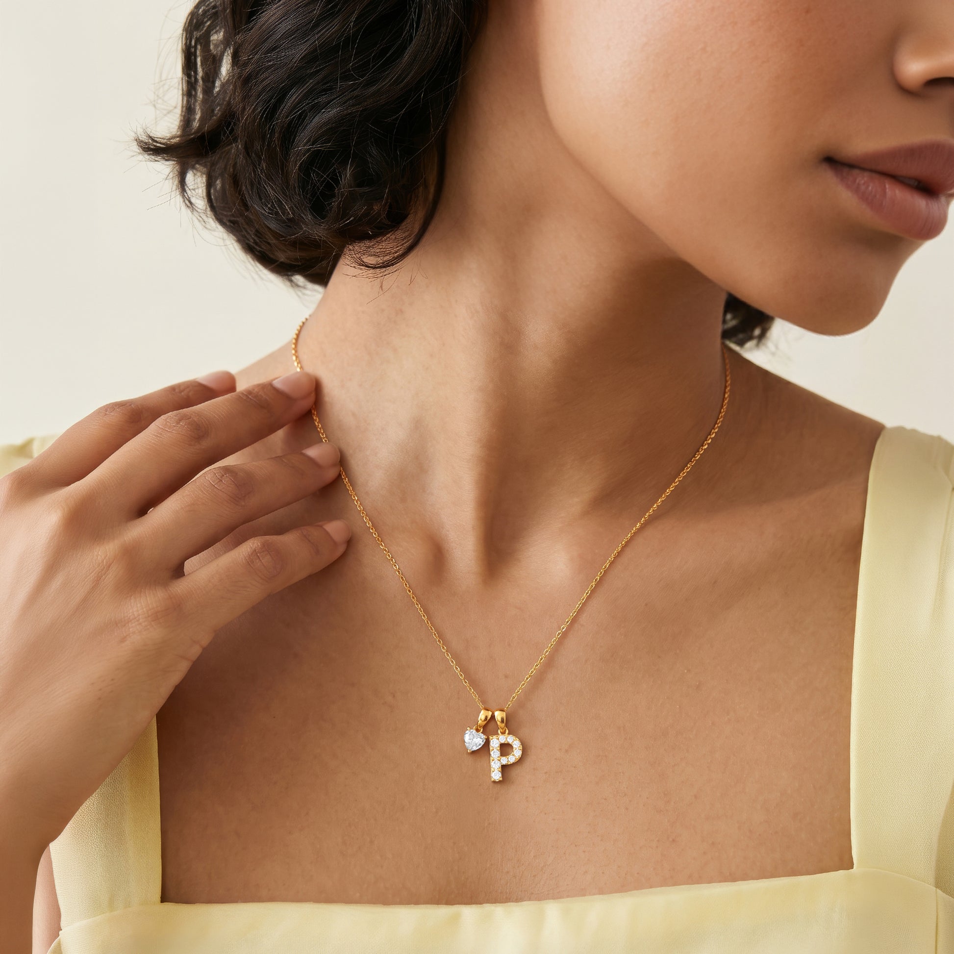 Personalised Gold Love Lab Grown Diamond Initial Pendant (9k)