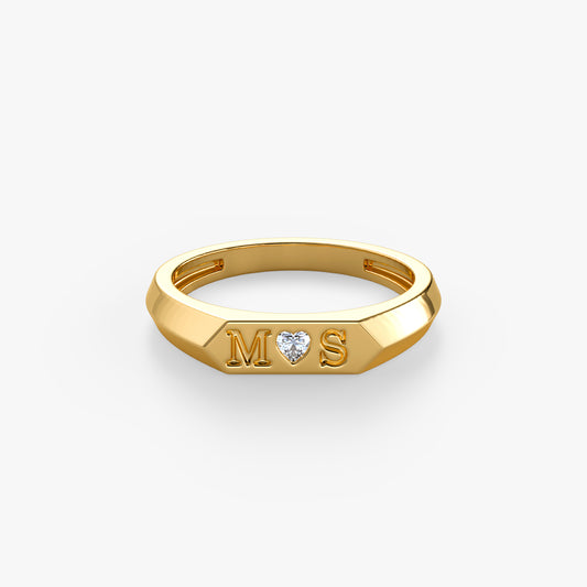 Personalised Gold Lucina Lab Grown Diamond Initial Ring (Size 12)
