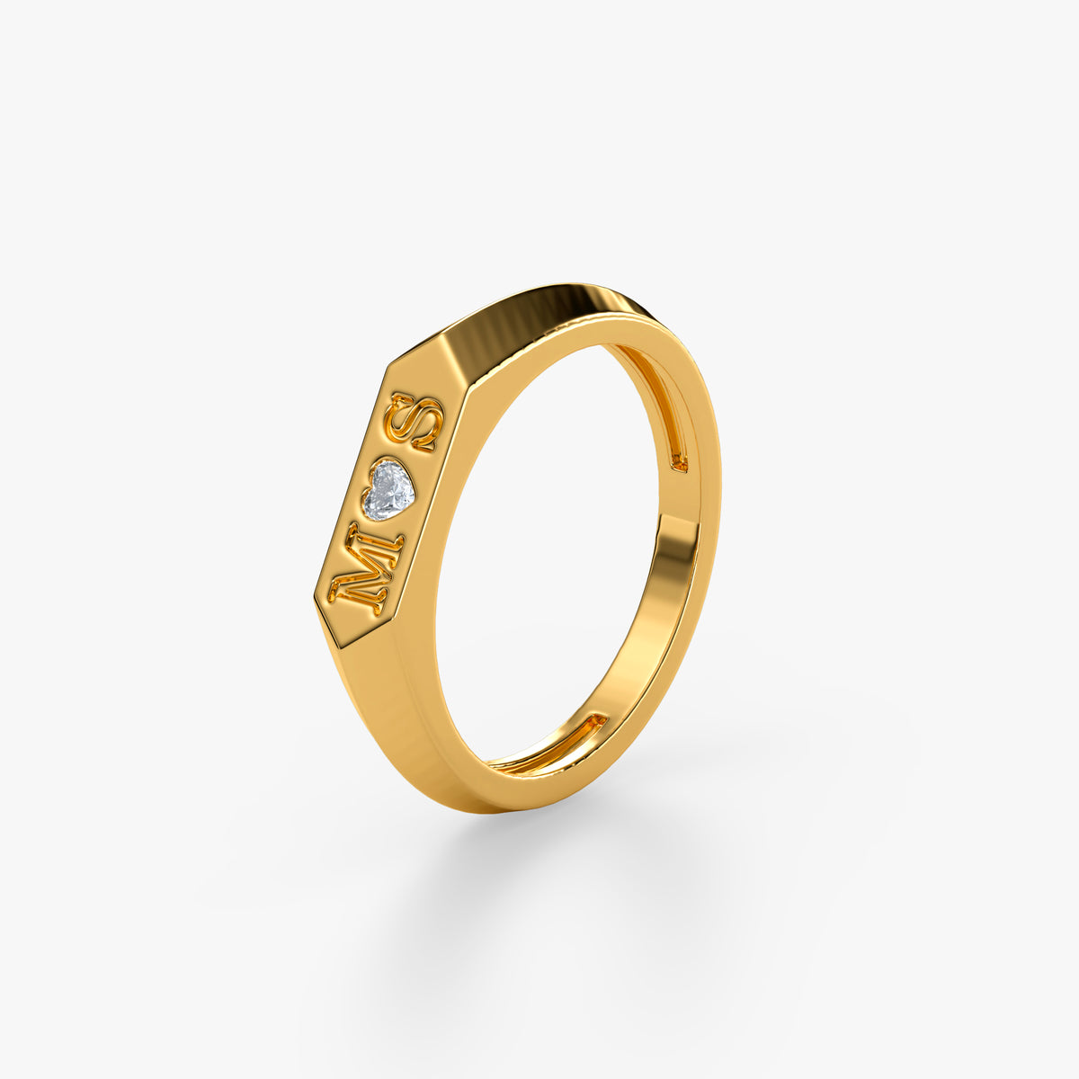Personalised Gold Lucina Lab Grown Diamond Initial Ring (Size 12)