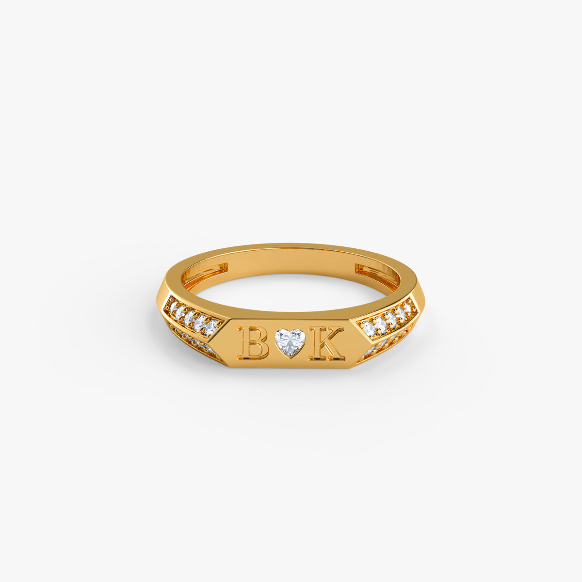 Personalised Gold Feronia Lab Grown Diamond Initial Ring (Size 12)