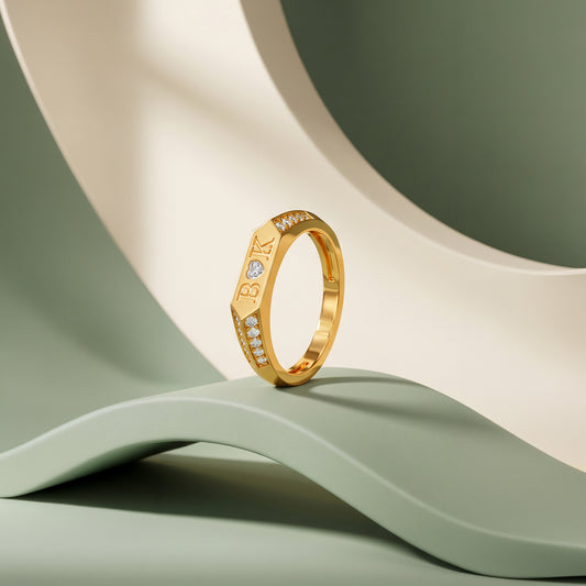 Personalised Gold Feronia Lab Grown Diamond Initial Ring (Size 12)