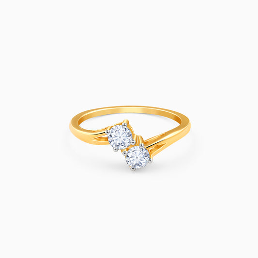 Gold Bypass Duo Solitaire Lab Grown Diamond Ring