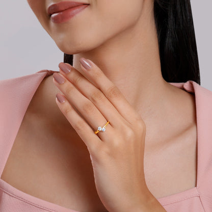 Gold Bypass Duo Solitaire Lab Grown Diamond Ring