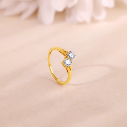 Gold Bypass Duo Solitaire Lab Grown Diamond Ring