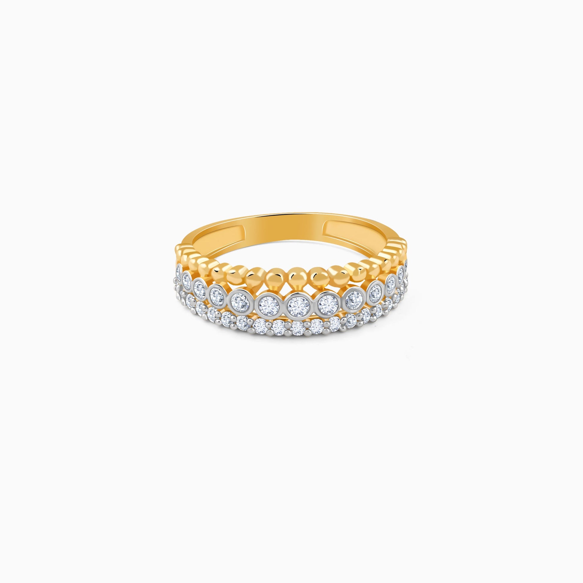 Gold Faux Stack Bezel Lab Grown Diamond Ring