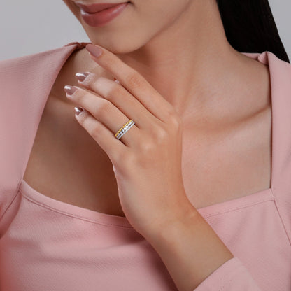 Gold Faux Stack Bezel Lab Grown Diamond Ring