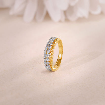 Gold Faux Stack Bezel Lab Grown Diamond Ring