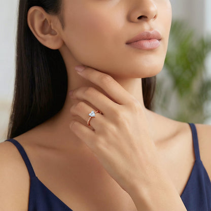 Rose Gold Heart Solitaire Lab Grown Diamond Ring