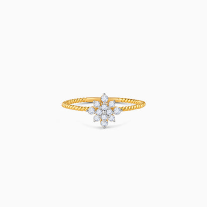 Gold Snowflake Beaded Lab Grown Diamond Ring