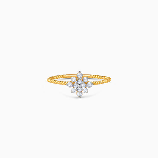 Gold Snowflake Beaded Lab Grown Diamond Ring