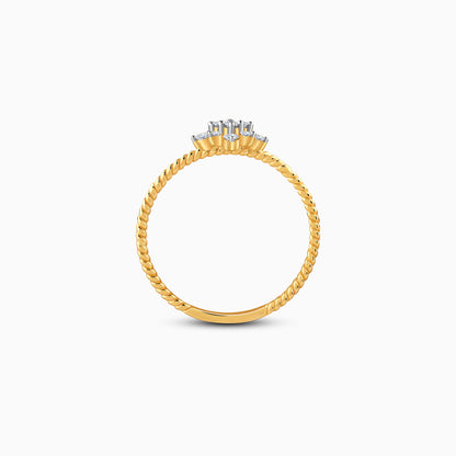 Gold Snowflake Beaded Lab Grown Diamond Ring