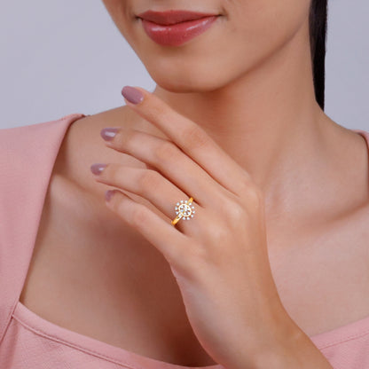 Gold Radiant Wheel Lab Grown Diamond Ring