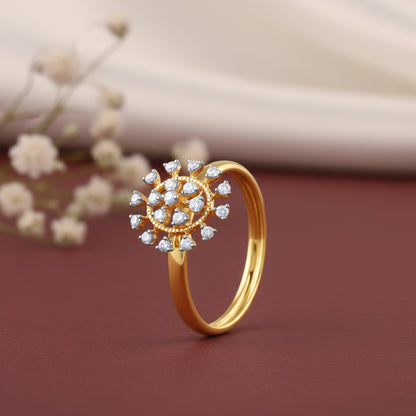 Gold Radiant Wheel Lab Grown Diamond Ring
