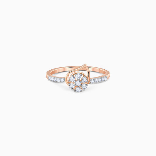 Rose Gold Floral Shell Lab Grown Diamond Ring